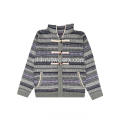 Herenhoodie van gebreide geometrische jacquard met rits en olijfknopen